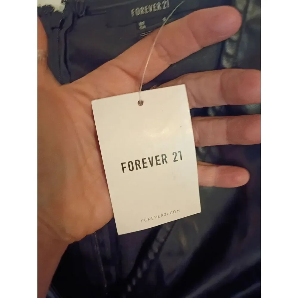 Forever 21 Black Faux Leather Twist-Front Mini Dress